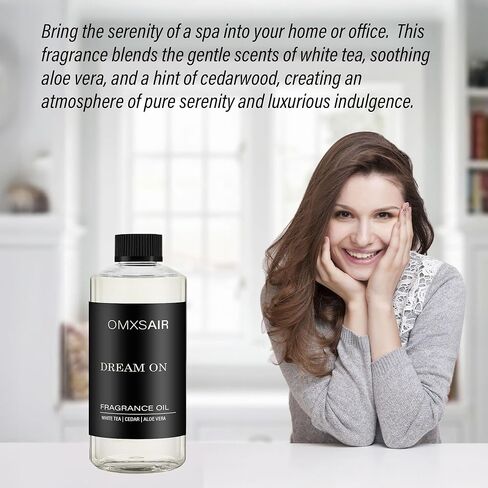 حلم زيت الناشر الفندقي على زيت أساسي بدون ماء يدوم طويلاً للمساحات الكبيرة | مزيج الشاي الأبيض والفانيليا وخشب الأرز | زيت معطر للعلاج بالروائح | للمكتب المنزلي (500 مل/16.9 أونصة سائلة) in Kuwait