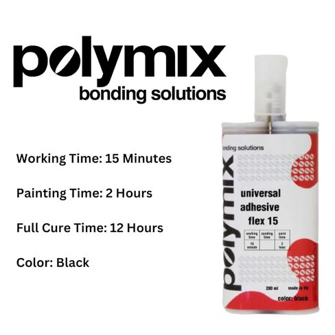 Polymix Universal Adhesive Flex 15 Multipurpose Plastic Repair and Adhesive 200ml Cartridge & Two Application Mixing Nozzles in Kuwait