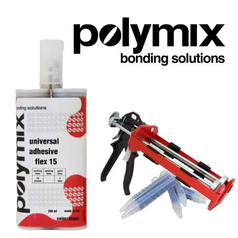 Polymix Universal Adhesive Flex 15 Multipurpose Plastic Repair and Adhesive 200ml Cartridge & Two Application Mixing Nozzles in Kuwait