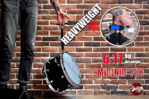 طبلة MJOLINR مقاس 14 × 8.7 بوصة فائقة العمق - هيكل من الفولاذ الكربوني مع أطواق ثلاثية الحواف بسمك إضافي 3 مم، قرع احترافي عالي التحمل مع عروات فولاذية دقيقة - حجم كبير وإسقاط in Kuwait