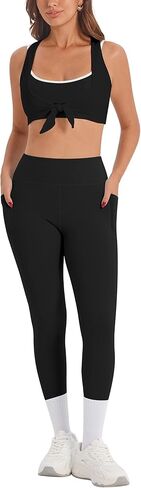 AGYMNX Workout Sets for Women 3 Piece High Waisted Seamless Leggings Crop Top Gym Yoga Outfit Stretchy Sports Bra Sets in Saudi Arabia