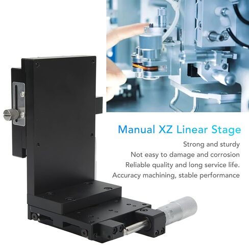 Manual Linear Stage Precision Durable XZ Axis Sliding Table for Optical Alignment Laboratory Testing Black Anodized Aluminum Alloy 80x80mm 59N Load in Kuwait
