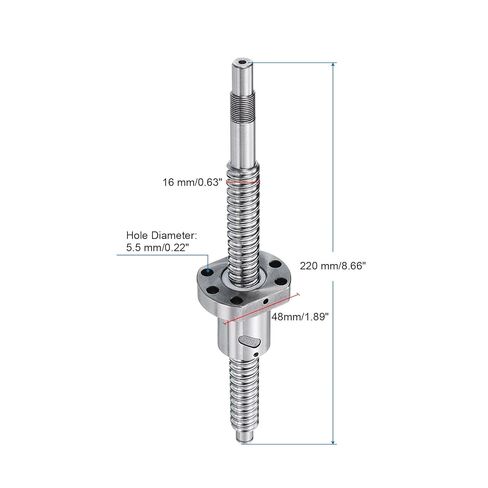 uxcell BallScrew SFU1605 (Dia 16mm, Lead 5mm, Length 220mm) with Ball Screw Nut Anti Backlash Ball Screw Kit Standard End Machining for BK/BF12 CNC Machine Parts in Saudi Arabia