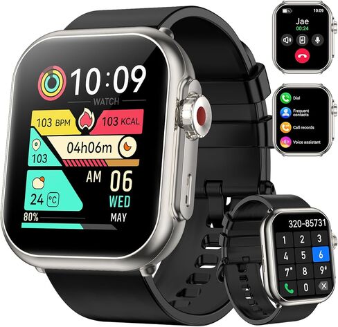 Smart Watch for Men Women, 1000 mAh 100 Day Battery Life, 1.85" Fitness Tracker Bluetooth Call/Make Calls, 110+ Sport Modes, IP68 Waterproof, Heart Rate, 24/7 Sleep Monitor Fitness Watch, iOS/Android in Kuwait