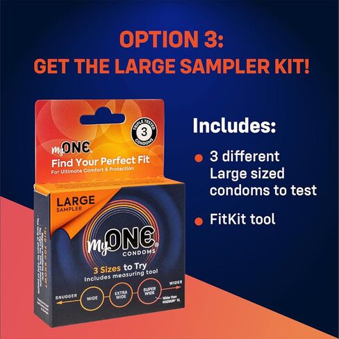 MyONE Custom Fit Larger Sized Condoms | Tailored Width & Length | Max Pleasure | Triple Tested Softer Latex | Lubricated | Nontoxic, Vegan, Non-GMO | 57G: Wide (57), Length 6.5" (G) in Saudi Arabia