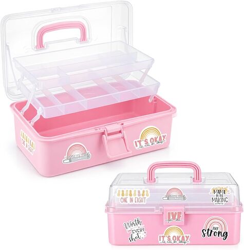 Mifoci IVF Medication Organizer Gift Caddy Box 3-Layer Plastic Dividing Storage with Adjustable Spacers IVF Meds Must Haves Organize Supplies Womens Dividers Containers(Pink) in Saudi Arabia