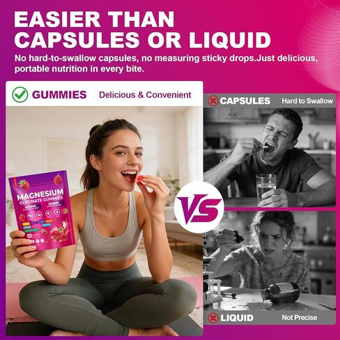 CNFHDI Magnesium Glycinate Gummies 600mg, 120 Counts Chews Sugar Free Magnesium Gummies for Adults & Kids with L-Threonate, Calcium, Zinc & CQ10, Potassium Supplements for Zzz, Brain, Muscle & Relax in Saudi Arabia