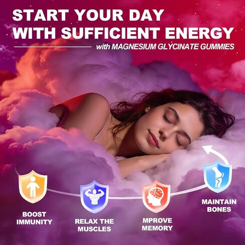 CNFHDI Magnesium Glycinate Gummies 600mg, 120 Counts Chews Sugar Free Magnesium Gummies for Adults & Kids with L-Threonate, Calcium, Zinc & CQ10, Potassium Supplements for Zzz, Brain, Muscle & Relax in Saudi Arabia