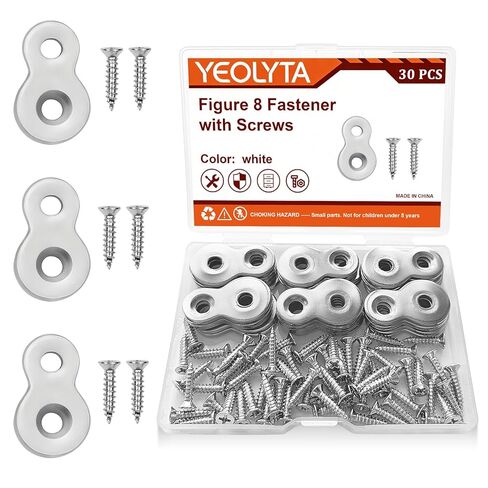 30 Pcs Figure 8 Fastener with Screws, Table Top Fasteners,Heavy Duty 12 Gauge Steel Desk Top Connectors, Solid Steel Fastener Clips for Tabletop Desk and Furniture Installation (Black) in Saudi Arabia