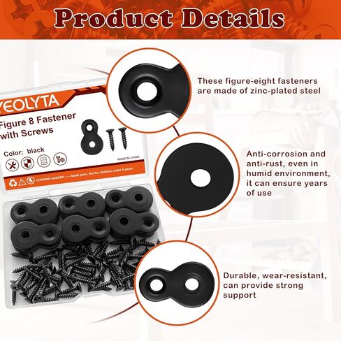 30 Pcs Figure 8 Fastener with Screws, Table Top Fasteners,Heavy Duty 12 Gauge Steel Desk Top Connectors, Solid Steel Fastener Clips for Tabletop Desk and Furniture Installation (Black) in Saudi Arabia