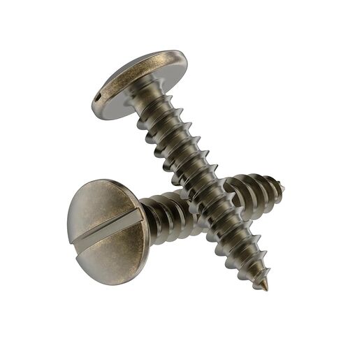 #5 x 5/8" Antique Brass Round Head Sloted Wood Screws - Pack of 25 - Self Tapping Screws for Wood - RS558-SAB in Saudi Arabia