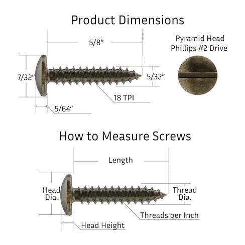#5 x 5/8" Antique Brass Round Head Sloted Wood Screws - Pack of 25 - Self Tapping Screws for Wood - RS558-SAB in Saudi Arabia