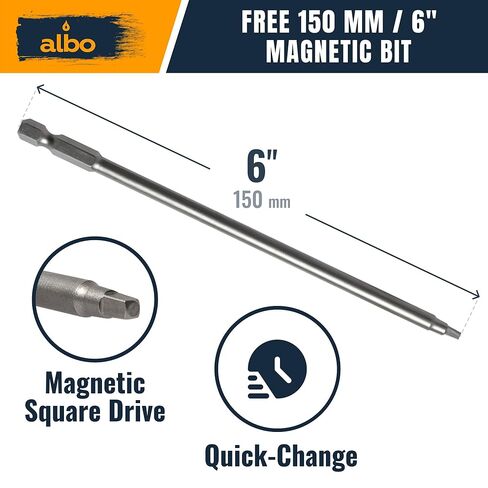 براغي فتحة الجيب ALBO #8 × 1-1/4 بوصة، 500 قطعة، من الفولاذ الكربوني المطلي بالزنك - براغي خشبية مربعة الشكل مع لقمة مجانية 150 مم، وخزانة ذاتية التنصت ومسامير النجارة in Kuwait