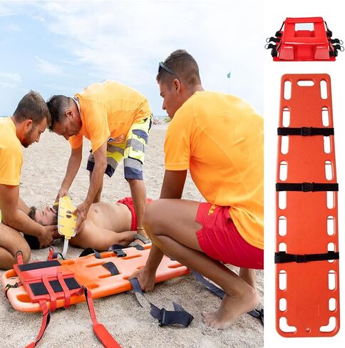 Emergency Water Stretcher for Patient Transfer - Spine Board with 3 Seat Belts - Lifesaving Floatable Rescue Board for Water Parks and First Responders, Red in Saudi Arabia
