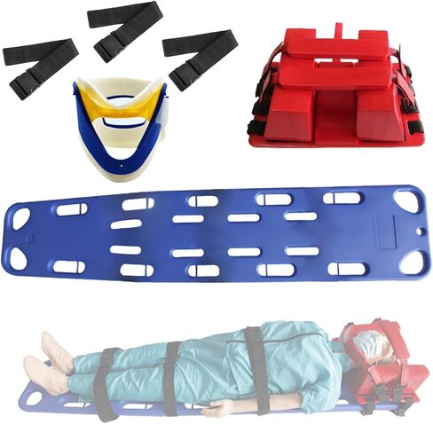 Emergency Sports Spine Board - Portable Back Float Stretcher with Straps, Head Immobilizer & Neck Brace - Ideal for Water Rescue and Patient Transport, Orange in Saudi Arabia