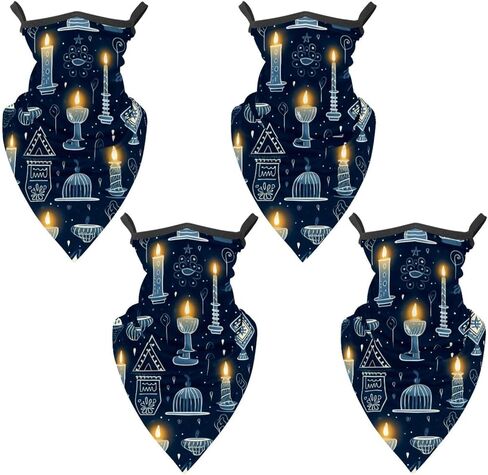 4 Pieces Hanukkah Chanukah Neck Gaiter Bandana Face Mask, Sun Cooling Scarf Gator Cover Head for Men Women in Kuwait