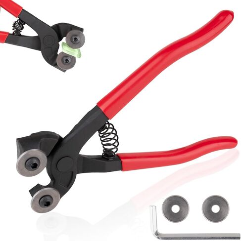 كماشة بلاط زجاجي مقاس 7 بوصات، قصافة فسيفساء زجاجية بعجلات شديدة التحمل، كماشة زجاجية بمقبض مطاطي ناعم للزجاج الملون، وأدوات فسيفساء بلاط السيراميك مع شفرتين بديلتين، ومفتاح ألين in Kuwait