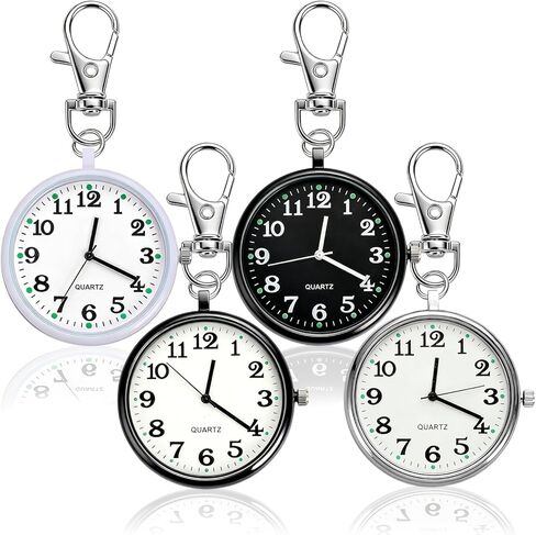 Quartz Pocket Watch, Portable Clip on Watch with Keychain Outdoor for Men and Women in Kuwait