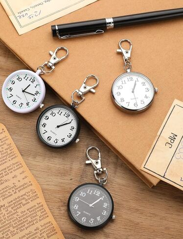 Quartz Pocket Watch, Portable Clip on Watch with Keychain Outdoor for Men and Women in Saudi Arabia