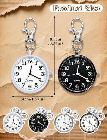 Quartz Pocket Watch, Portable Clip on Watch with Keychain Outdoor for Men and Women in Saudi Arabia