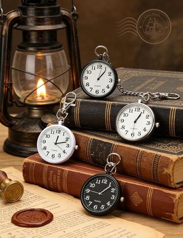 Quartz Pocket Watch, Portable Clip on Watch with Keychain Outdoor for Men and Women in Saudi Arabia