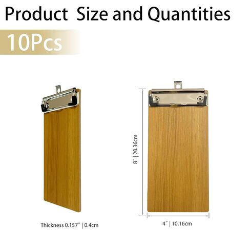 10Pcs High - Density Wood Board Check Presenter, Mini Clipboard & Menu Holder for Restaurants, Cafe, Office, 8x4inch with Hook (10, High - Density Wood Board, 8"x4") in Kuwait