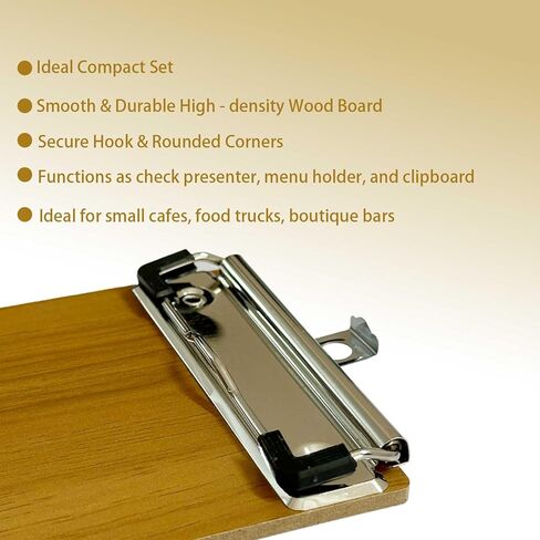 10Pcs High - Density Wood Board Check Presenter, Mini Clipboard & Menu Holder for Restaurants, Cafe, Office, 8x4inch with Hook (10, High - Density Wood Board, 8"x4") in Kuwait