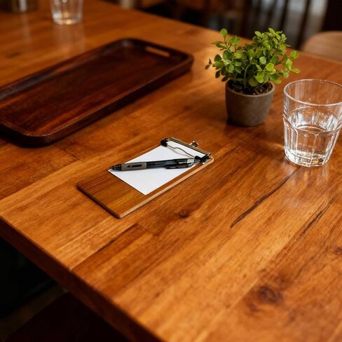 10Pcs High - Density Wood Board Check Presenter, Mini Clipboard & Menu Holder for Restaurants, Cafe, Office, 8x4inch with Hook (10, High - Density Wood Board, 8"x4") in Kuwait