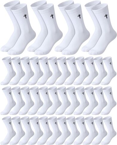 Shihanee 24 Pairs Cross Socks for Men Knit Religious Christian Crew Socks for Daily Pastor Clergy Gifts Christian Gifts in Saudi Arabia