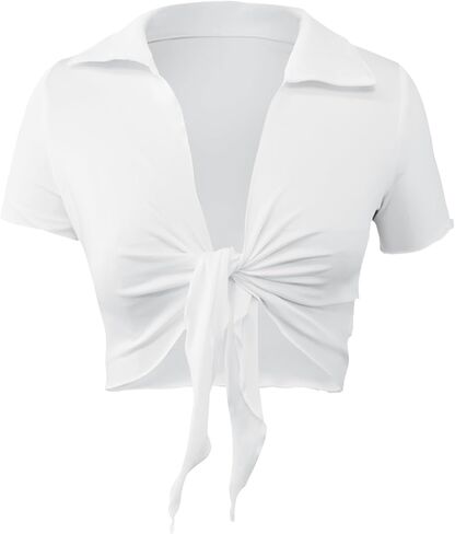 قمصان نسائية صيفية مضلعة مثيرة من LovelyWholesale، قمصان ذات ربطة عنق أمامية in Kuwait