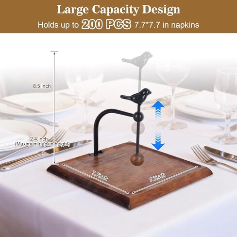 Napkin Holder for Table,Wooden Napkin Dispenser with Weighted Arm,Cocktail Napkin Holder for Kitchen,Party, Home Decor, Picnic, Bar,Cafe. in Kuwait
