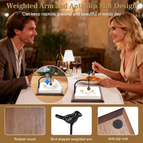 Napkin Holder for Table,Wooden Napkin Dispenser with Weighted Arm,Cocktail Napkin Holder for Kitchen,Party, Home Decor, Picnic, Bar,Cafe. in Kuwait