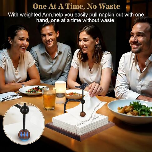 Napkin Holder for Table,Wooden Napkin Dispenser with Weighted Arm,Cocktail Napkin Holder for Kitchen,Party, Home Decor, Picnic, Bar,Cafe. in Kuwait