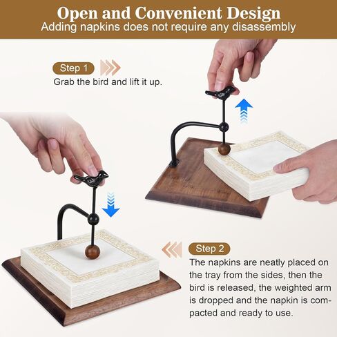 Napkin Holder for Table,Wooden Napkin Dispenser with Weighted Arm,Cocktail Napkin Holder for Kitchen,Party, Home Decor, Picnic, Bar,Cafe. in Kuwait