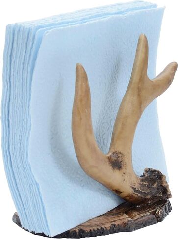حامل مناديل قرن الوعل من BLACK FOREST DECOR - حامل بوليريسين على طراز كابينة ريفية - 6 بوصة × 6 بوصة × 4 بوصة in Kuwait