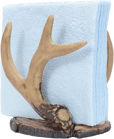 حامل مناديل قرن الوعل من BLACK FOREST DECOR - حامل بوليريسين على طراز كابينة ريفية - 6 بوصة × 6 بوصة × 4 بوصة in Kuwait