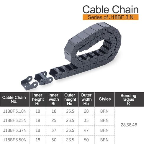 1-Meter Cable Drag Chain semi Enclosed Inner Opening Series J18BF.3. N 18 * 18 18 * 25 18 * 37 18 * 50(48mm,18x18 mm) in Saudi Arabia