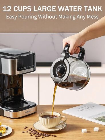 Programmable Drip Coffee Maker 12 Cup, Coffee Machine with Iced Coffee Function, Touch Screen, Regular & Strong Brew, Coffee Pot for Home and Office, Auto Shut-Off Function in Kuwait