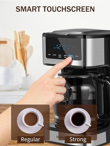 Programmable Drip Coffee Maker 12 Cup, Coffee Machine with Iced Coffee Function, Touch Screen, Regular & Strong Brew, Coffee Pot for Home and Office, Auto Shut-Off Function in Kuwait