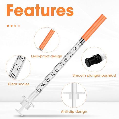 1ml/cc 29G 5/16" (8mm) Syringe, U-100 Disposable Syringes, Individually Wrapped, Pack of 20 in Kuwait
