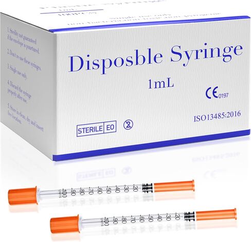 1 mL 31G x 5/16" (8mm) Syringes 20 Pack, Disposable Sterile Syringe, Individually Wrapped, Clear Markings for Lab Supplies Dispensing Supplies in Kuwait