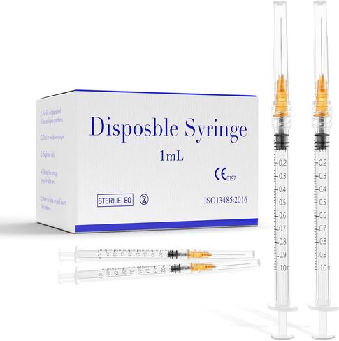 20 Pack 1ml Syringes 25G 1 Inch Lab Disposable Individually Sealed Packed, Luer Lock Syringes for Industrial Scientific Labs, Liquids Measuring and Dispensing in Kuwait
