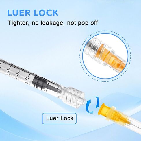 20 Pack 1ml Syringes 25G 1 Inch Lab Disposable Individually Sealed Packed, Luer Lock Syringes for Industrial Scientific Labs, Liquids Measuring and Dispensing in Kuwait