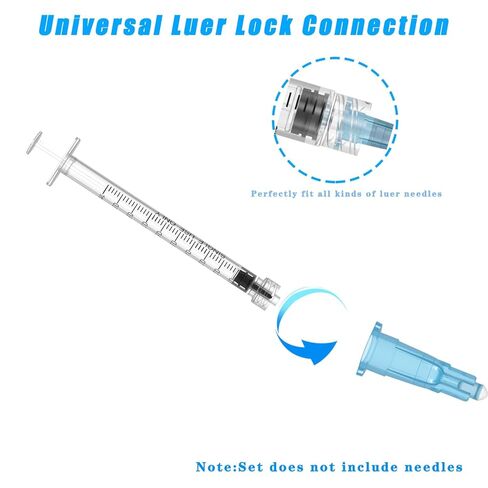 محاقن Luer Lock 1 مل (بدون إبرة) - 100 عبوة محاقن، مغلفة بشكل فردي in Kuwait
