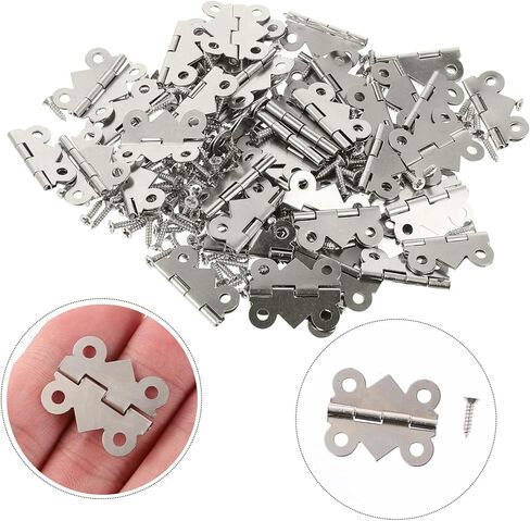 ULTECHNOVO 48pcs Small Cabinet Hinges Miniature Door Hinges Antiqued Butterfly Nickel Plated White for Furniture Jewelry Boxes in Saudi Arabia