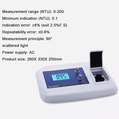 مجموعة أدوات قياس التعكر المحمولة، جهاز اختبار التعكر الرقمي المحمول، نطاق 0-200 NTU، مثالي لاختبار جودة المياه في المعامل وحمامات السباحة والبحيرات in Kuwait