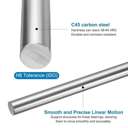 uxcell 2pcs Linear Motion Rod Shaft Guide 16mm x 350mm (0.63" x 13.78") Case Hardened Steel Chrome Plated, Metric Linear Rail Rod for 3D Printer, CNC Machine in Saudi Arabia