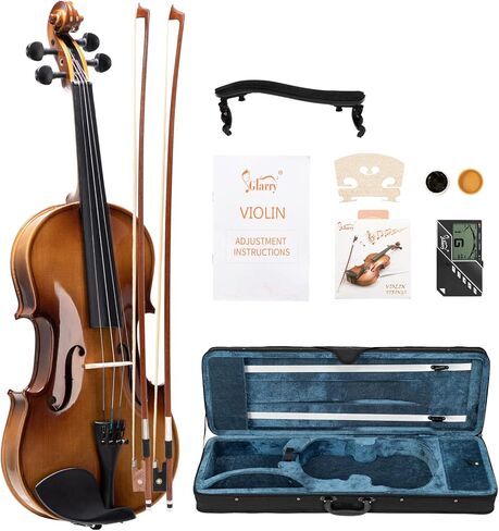 مجموعة كاملة من الكمان GLARRY 4/4 - كمان من الخشب الصلب مع مسند كتف على شكل فيونكة موالف، بما في ذلك أوتار الكمان الصوتية للمبتدئين البالغين (خفيف) in Kuwait