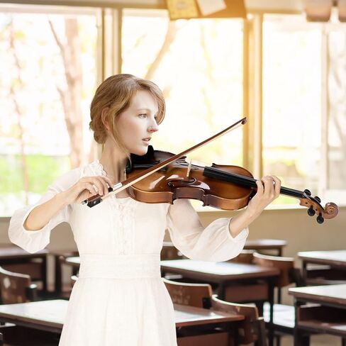 مجموعة كاملة من الكمان GLARRY 4/4 - كمان من الخشب الصلب مع مسند كتف على شكل فيونكة موالف، بما في ذلك أوتار الكمان الصوتية للمبتدئين البالغين (خفيف) in Kuwait