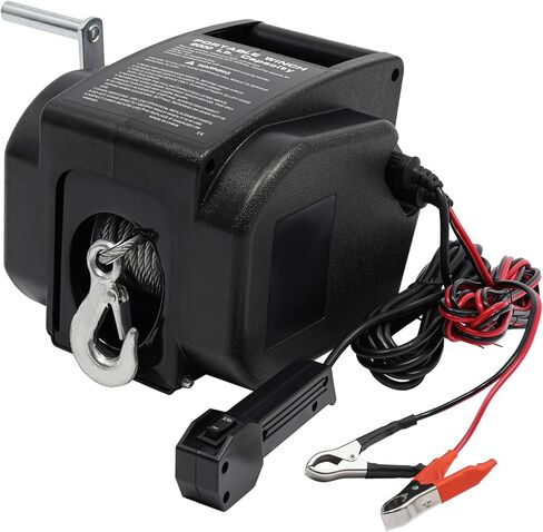 أوناش القوارب الكهربائية المحمولة، ونش مقطورة القارب 2000 رطل 12 فولت ونش بحري مع التحكم في إعادة الحركة وخطاف 1/4 بوصة، تشغيل مزدوج الاتجاه ونش كهربائي للقوارب in Kuwait